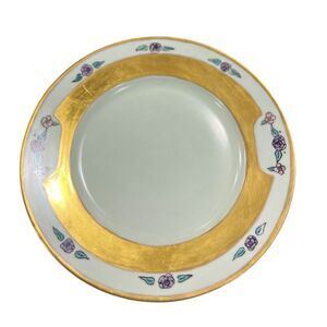 Vintage Thomas Bavaria Decorative Plate Gold Gilded Rim Purple Floral Accents